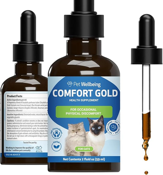 Pet Wellbeing Comfort Gold for Cats - Supports Feline Physical Comfort, Healthy Circulation, Corydalis, Turmeric - Veterinarian-Formulated Herbal Supplement 2 oz (59 ml)