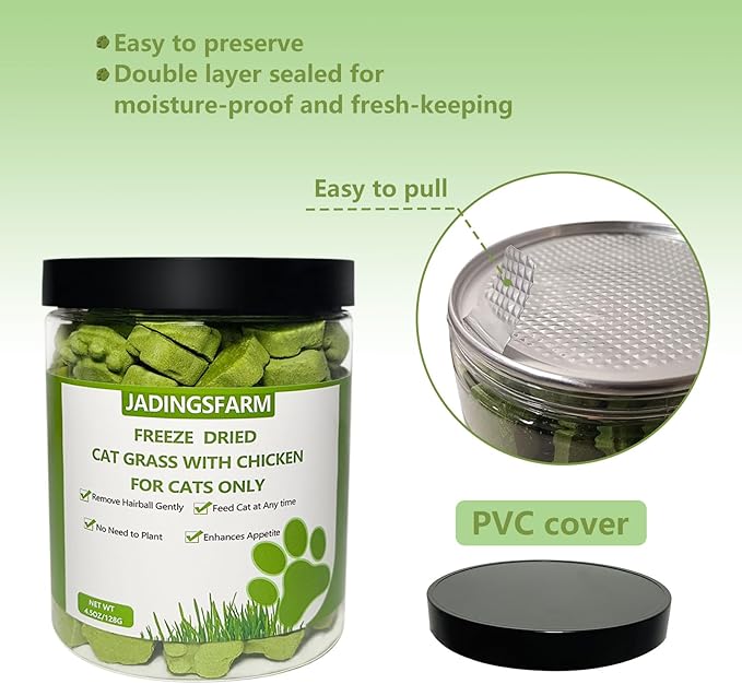 Cat Grass for Indoor Cat, 4.5 oz Cat Grass Teething Sticks, Natural Cat Dental Care Treat, Edible Snack for Teeth Cleaning and Hairball Removal