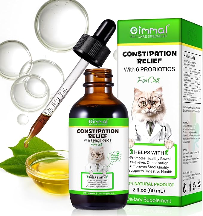 Cat Constipation Relief, Liquid Drops Supports Laxative Relief, Cat Herbal Supplements, Stool Softener Laxative Constipation Relief, Chicken Flavour- 60ml / 2 fl.oz