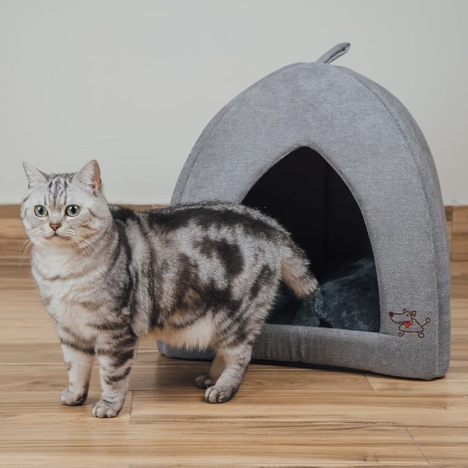 Best Pet Supplies Pet Tent-Soft Bed for Dog and Cat by - Gray, 16" x 16" x H:16"