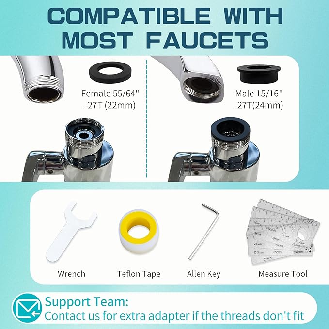 CECEFIN 1440ºSink-Water-Filter Faucet-Extender 3.0 Telescopic - Carbon Purifier Reduce 99% Chlorine, NSF Certified Bathroom Kitchen Aerator, Swivel Long Arm Extension for Toddlers, Hard Water Softener