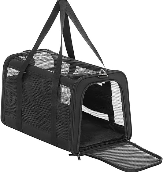 Petsfit Airline Approved Dog Carrier Cat Carrier, Soft-Sided Collapsible Pet Carrier for Travel, 3 Carrying Ways, Lightweight and Ventilation on 5 Sides, Escape Proof, with Soft Fleece Pad