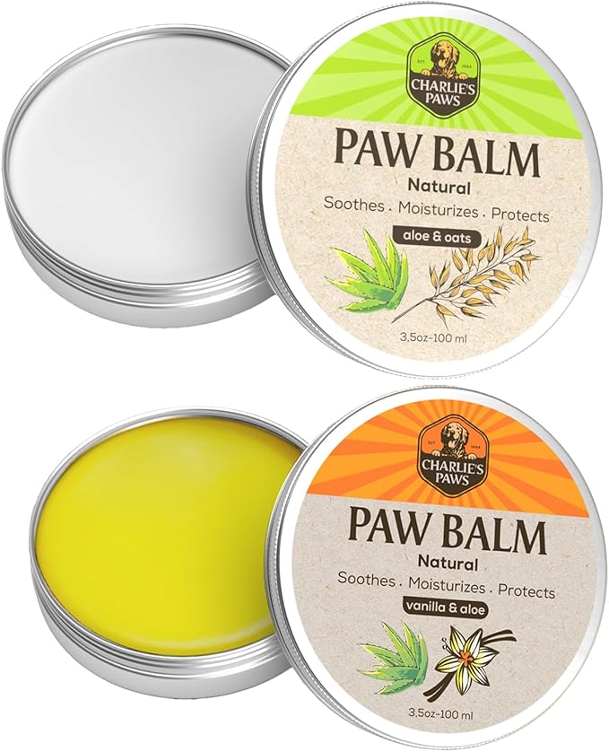 2 Pack Paw Balm 100% Natural Oil Aloe Oats Vanilla for Dog and Cat Paw Pad Balm Dog Nose Balm Paw Moisturizer Wax for Dog Pet Puppy Protect Dry Cracked Paw Foot Heals Restores Paw Elbows 3.5 Oz