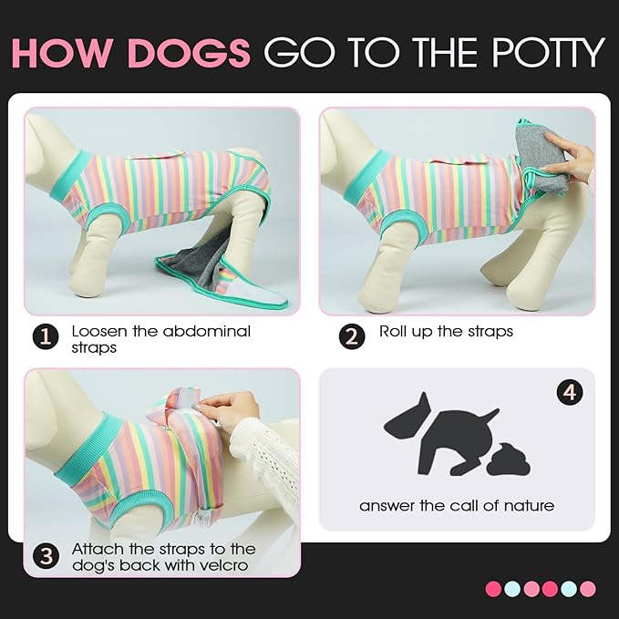 FUAMEY Recovery Suit for Dogs After Surgery,Soft Breathable Dog Bodysuit E-Collar & Cone Alternative Surgical Suit,Male Female Dog Neuter Spay Suits Anti Licking Wounds Onesie Mint Green Stripes XS