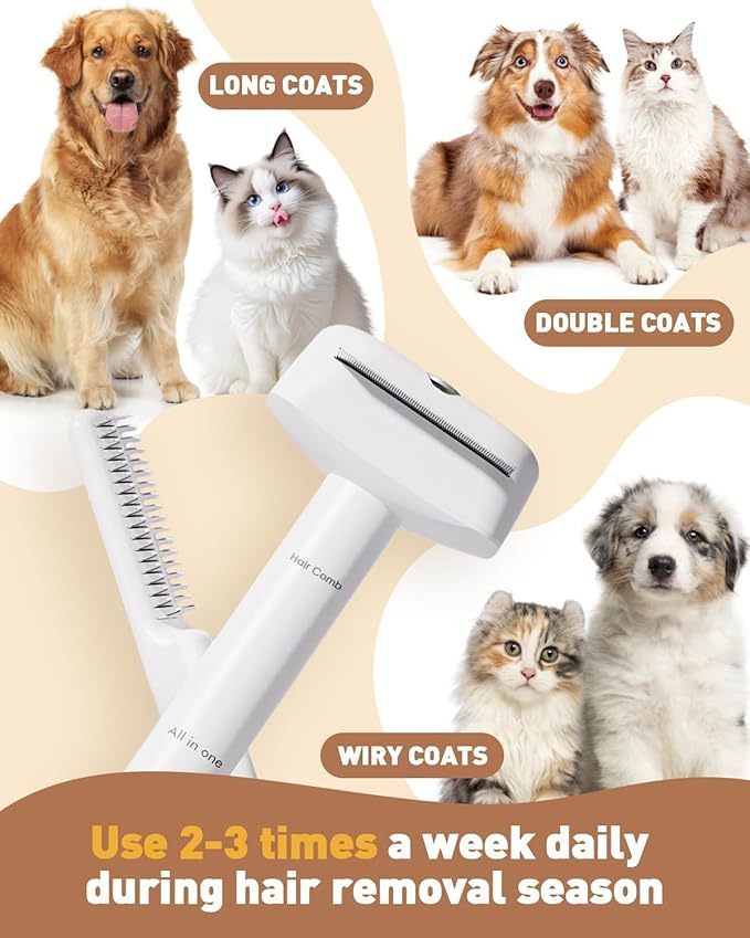 3-in-1 Dog Brush for Shedding, Multifunctional Deshedding Dog Brush for Short Haired Dogs and Cats, Pet Combs for Grooming Matting, Effectively Deshedding and Removes Dirt for Pets