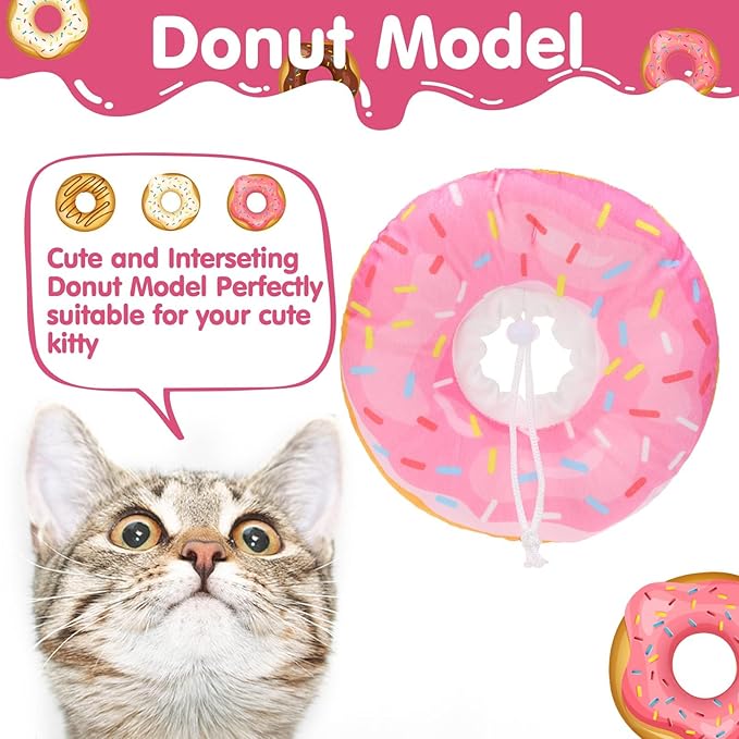 BINGPET Soft Donut Cat & Small Dog Recovery Collar, Adjustable Protective Pet Cone After Surgery