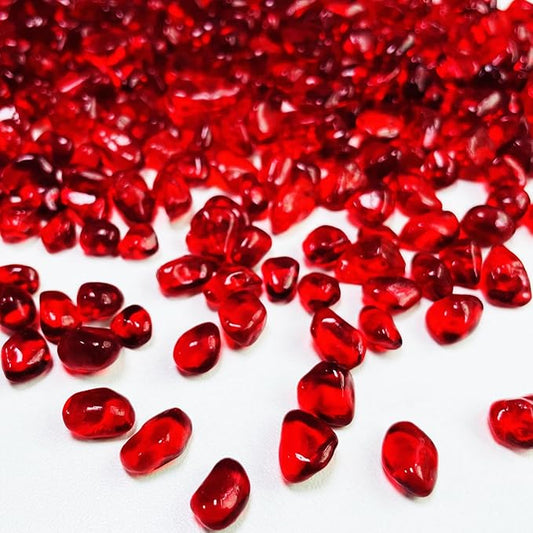 Glass Stones, 0.85LB/385g Red Aquarium Gravel Rocks, Red Pebbles for Fish Tank, Sea Glass for Vase Filler Craft