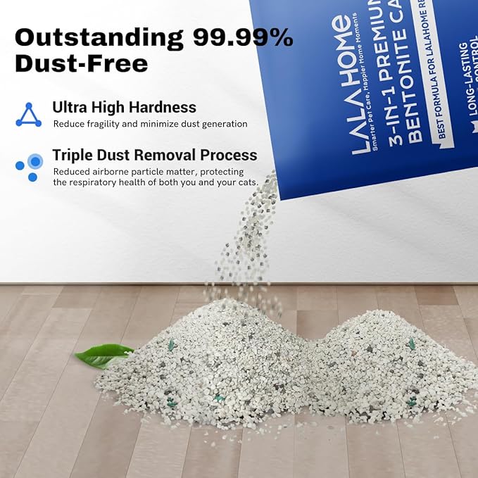 Clumping Cat Litter, Premium Bentonite Cat Litter Sodium-Based, Dust-Free, Strong Durability, Odor Control, Natural Mineral Formula Unscented Litter for RealScooper - 15 lb. Box