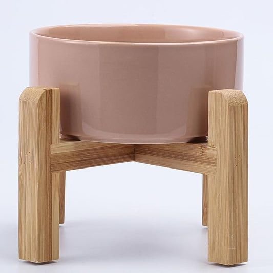 Petygooing Khaki Elevated/Raised Ceramic Dog Bowl for Small Breeds, Dog Food Water Dish with Stand,Pet Feeding Bowl with Anti Slip Rubber for Cats and Small Dogs Puppy 13.5 OZ (5.1In / 1.7 Cups)