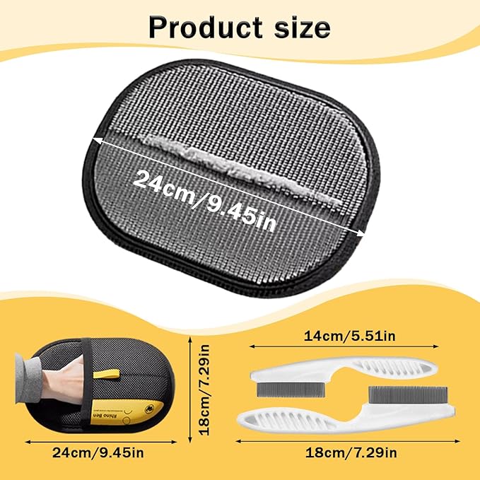 3 Pcs Pet Hair Removal Glove for Cats,Newly Upgraded Reusable Electrostatic Pet Hair Gloves, magic brush pet hair remover Tool for Clothing, Couch, Carpet, Car Seat