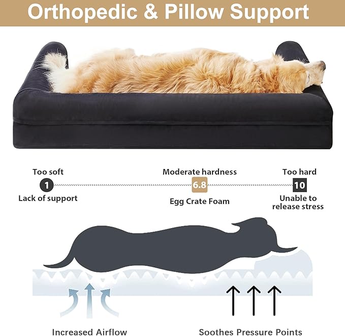 BFPETHOME XL Dog Beds for Extra Large Dogs, XL Dog Bed, Extra Large Dogs Bed Washable, Jumbo with Removable Cover, Waterproof Lining and Nonskid Bottom, Egg-Crate Foam Pet Sofa