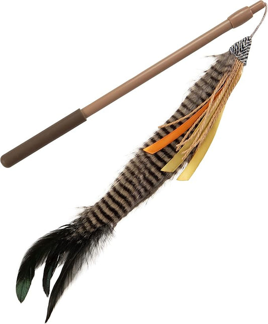 SmartyKat Instincts HappyNip Fly 'N Frenzy Extendable Wand Teaser Cat Toy, Contains Catnip & Silvervine - Brown, One Size