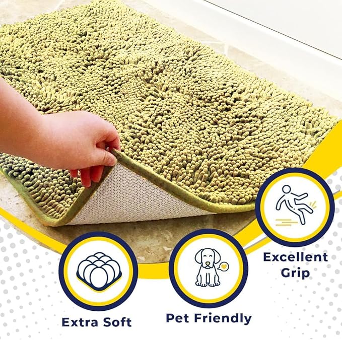 Muddy Mat® Original Dog Door Mat for Muddy Paws, Super Absorbent Microfiber, Non-Slip Washable Pet Rug, Quick Dry Chenille Entryway Carpet, Machine Washable Indoor Outdoor mat, Yellow 35"x60"