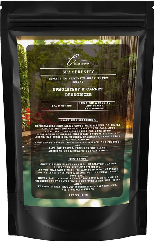 Spa Serenity Carpet Freshener Powder 16 oz | Powerful Odor Eliminator for Home | Upholstery Deodorizer | Carpet Deodorizer | Pet Urine | Cat Litter Box
