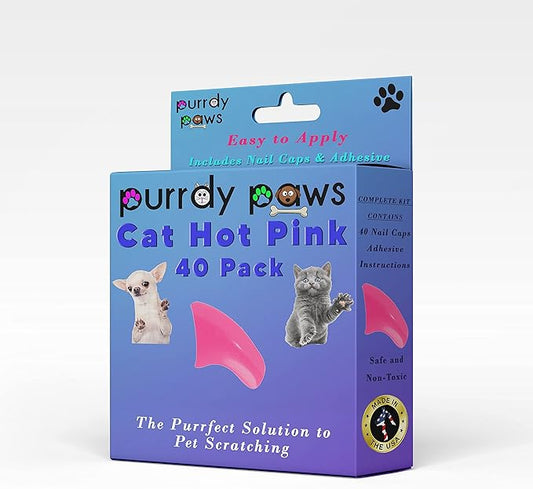 40 Pack Soft Nail Caps for Cat Claws HOT Pink Small