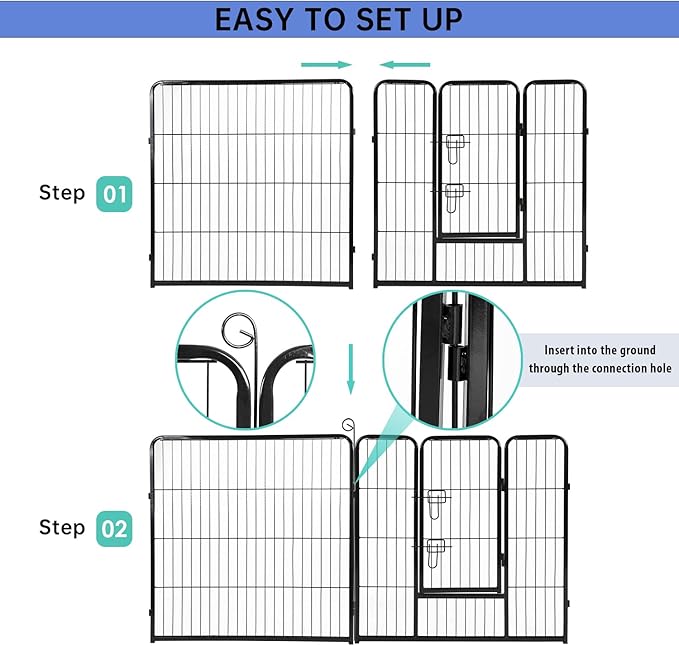 BestPet Dog Playpen Indoor 32 inch 32 Panels Metal Dog Pen Pet Dog Fence Outdoor Exercise Pen with Doors,Pet Puppy Playpen for RV Camping Yard, Black