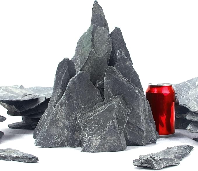 CFKJ [18 Pounds] Natural Slate Stone Rocks, 5 to 7 inch Slate Stone Rocks for Aquascaping, Aquariums, Terrariums, Amphibian Enclosures