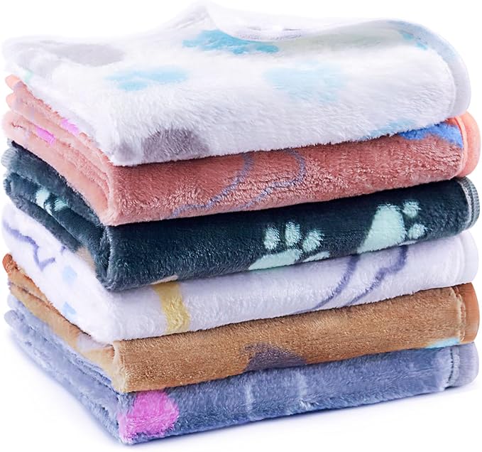 6 Pcs Washable Guinea Pig Blankets Absorbent Small Animal Fleece Bedding Waterproof Cage Liners Reusable Pet Pee Pad Sleep Mat Cover for Rabbit Rat Hamster Ferret Chinchilla Hedgehog (16"x24")