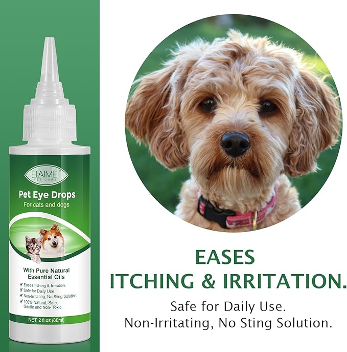Dog Eye Drops, Eye Cleaner for Dogs & Cats Supports Eyes Infection Relief, Redness & Allergy Eyes Relief, Remove Tear Stain & Eye Debris - Pet Eye Gentle Care Supplement Cats Drops for Eyes - 2 fl oz…