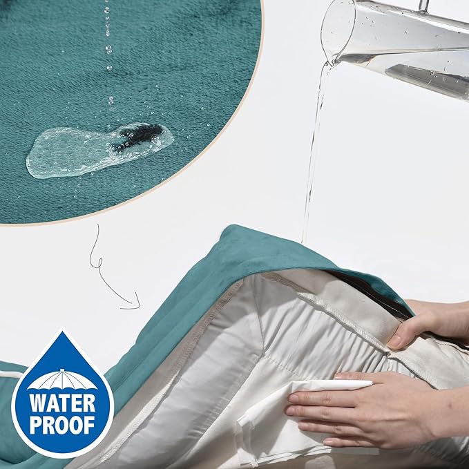 Comfort Expression Orthopedic Foam XL Dog Beds Waterproof, Extra Large Dog Bed with Bolster, Washable Pet Sofa Couch with Removable Cover & Non-Slip Bottom(X-Large,Washed Blue)