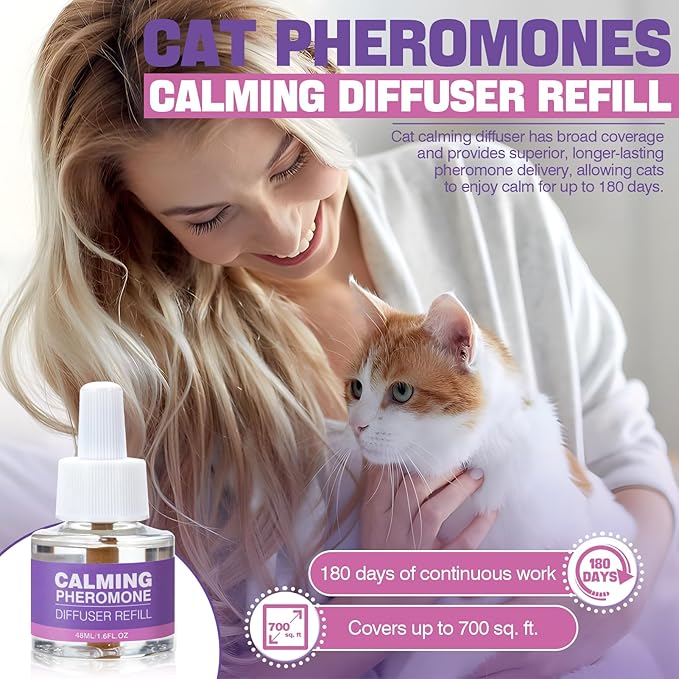 Cat Pheromones Calming Diffuser Refill 6 Pack Multicat Pheromone Diffusers Refills Relieve Anxiety Stress Reduce Spraying Fighting and Scratching for Cats Calm 48ml Fit All Common Diffusers Plug In