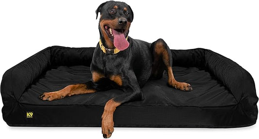 K9 Ballistics Tough Orthopedic XL Extra Large Bolster Dog Bed - Washable, Durable and Water Resistant Dog Bed - Made for Big Dogs, 38"x54", Black