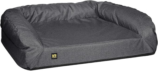 K9 Ballistics Tough Bolster Orthopedic Sofa Dog Bed with Removable Washable Cover - Durable, Water Resistant with Nonskid Bottom - Medium, Titanium Premium Finish
