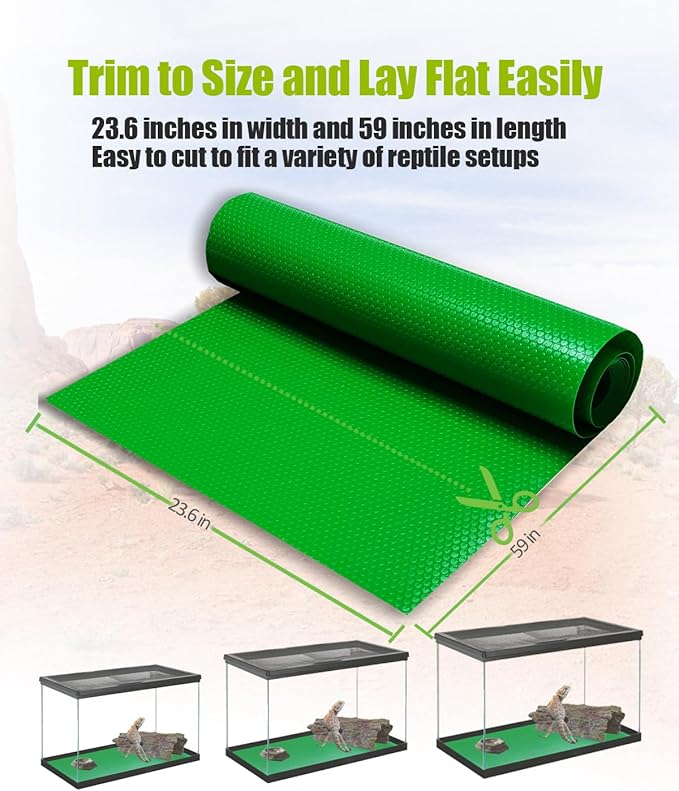 Bearded Dragon Tank Accessories, Reptile Substrate Floor for Bearded Dragon Enclosure 4x2x2, Leopard Gecko Tank Liner Mat for 120 Gallon Reptile Tank, Green