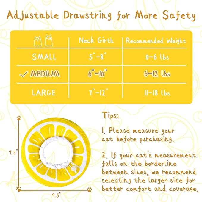 ANWA Adjustable Cat Cone Collar Soft, Cute Cat Donut Collar After Surgery, Kitten Recovery Cones to Stop Licking