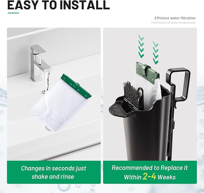 8 Count Medium Filter Cartridges Compatible with Whisper Bio Bag Filters, Large Aquarium Filter Cartridge for Whisper 10i/IQ10/PF10 and Repto Filter 90 GPH