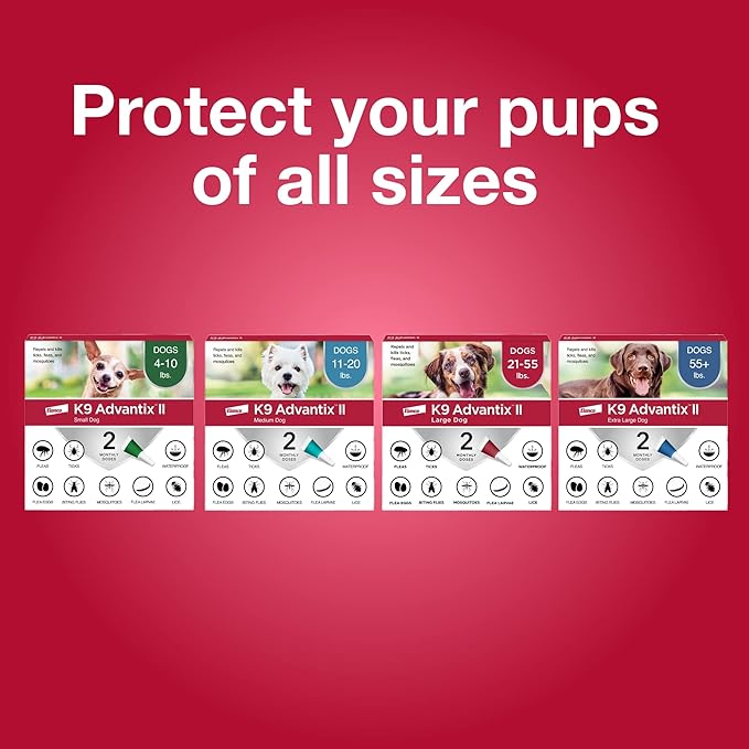 K9 Advantix II Medium Dog Vet-Recommended Flea, Tick & Mosquito Treatment & Prevention | Dogs 11-20 lbs. | 2-Mo Supply