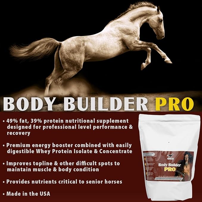 Body Builder Pro, Horse Weight Gain Supplement, Premium High Fat Energy Booster, with Whey Isolate and Concentrate Protein, 4lb Bag