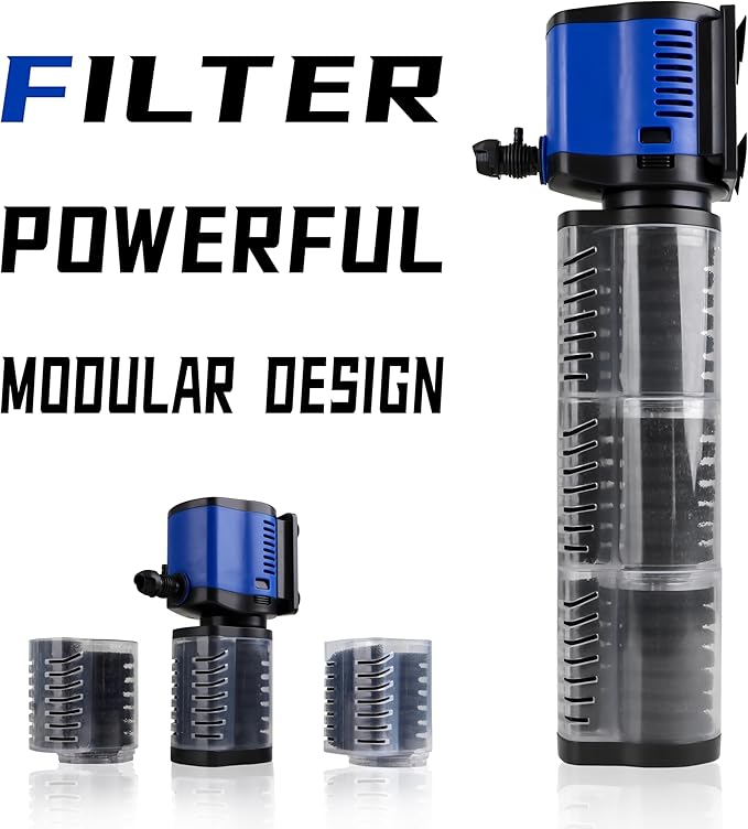 COOSPIDER Aquarium Filter Pond Filter for 100-300 Gallon, 660GPH Powerful Filtration Pump, Submersible Canister Filters for Fish Tank, Turtle Tank, Cold Plunge, Ice Bath Tub, Wavemaker, Oxygen Supply