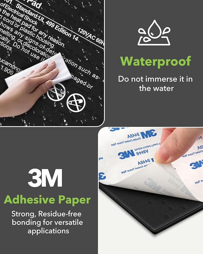 BN-LINK Reptile Heat Pad 6"X8" 8W for 10-20gal Under Tank Terrarium Heating Mat Waterproof for Turtle, Lizard, Frogs, Snake, Hermit Crab