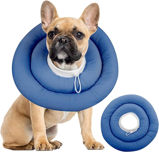 IDOMIK Dog Recovery Collar, Waterproof Soft Dog Cone After Surgery, Comfy Protective Elizabethan Collar Alternative for Dogs Cats, Adjustable Pet Neck Donut Cone Anti-Licking Biting Wounds,Navy,XL