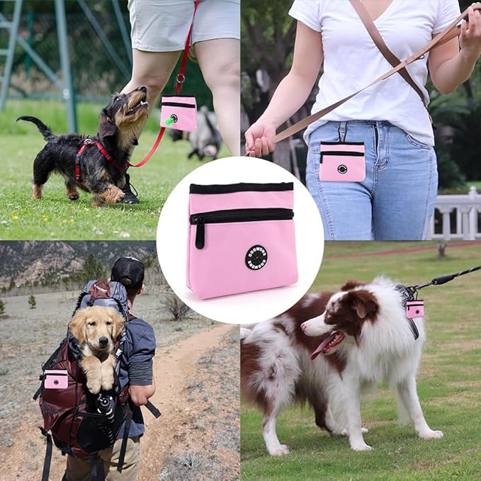 COOWONE Dog Treat Pouch with Pet Training Clicker, Detachable Dog Puppy Training Treat Bag, 900D Oxford Cloth Magnetic Closure Small Dog Walking Bag for Travel or Outdoor Use