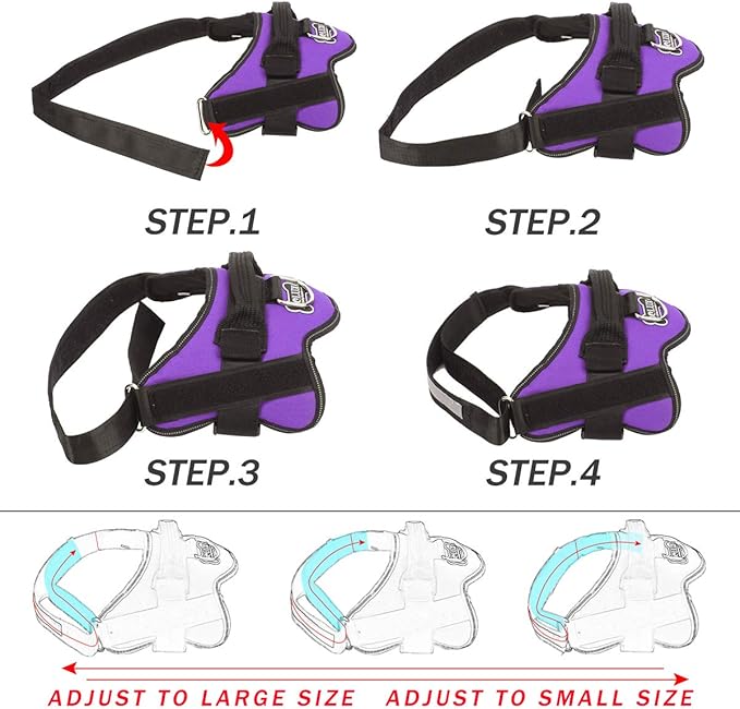 Bolux Dog Harness, No-Pull Reflective Dog Vest, Breathable Adjustable Pet Harness with Handle for Outdoor Walking - No More Pulling, Tugging or Choking (Purple, L)