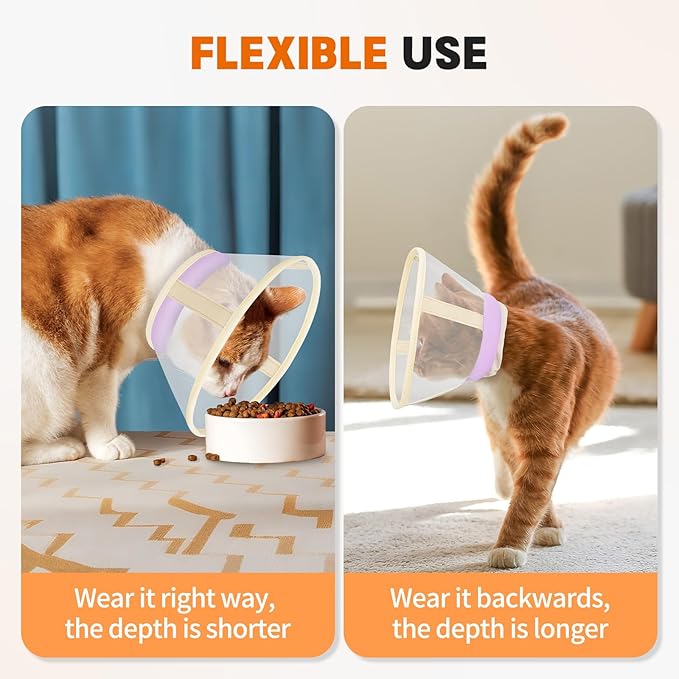 Cat Cone Collar Soft- Adjustable Comfortable Air Mesh Recovery Cone After Surgery to Stop Licking and Scratch, Alternative to Plastic Elizabethan Collar for Cat, Whiskers Freedom (Purple, S)