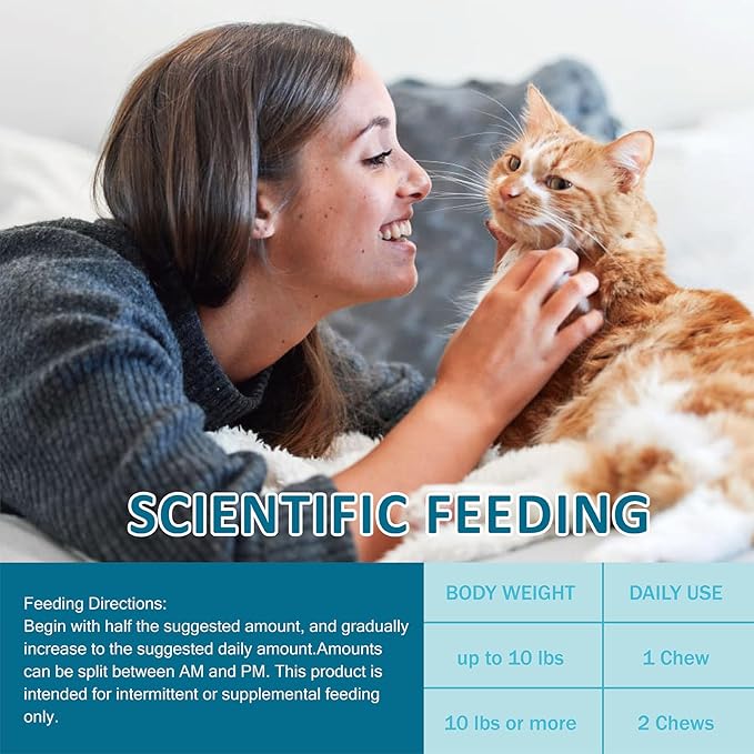 Cat Calming Treats - 100 Count Salmon Chews with Organic Chamomile & Ginger, Stress Relief Supplement for Separation Anxiety, Vet Visits & Thunderstorms (Salmon)