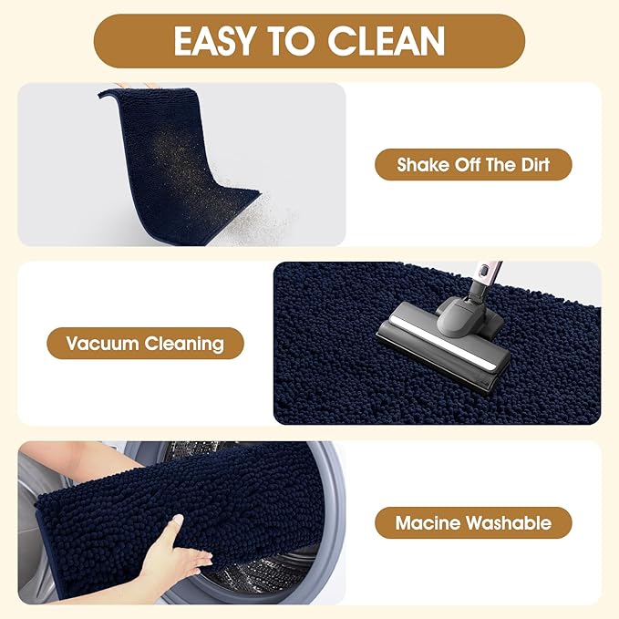 IM HOME 48" x 38" Navy Blue Dog Door Mats for Muddy Paws, Chenille Absorbent Dog Mat, Non Slip Heavy Mud Mat for Dogs, Soft Pet Bed Mat for Entryway, Mud Paws, Inside Floor
