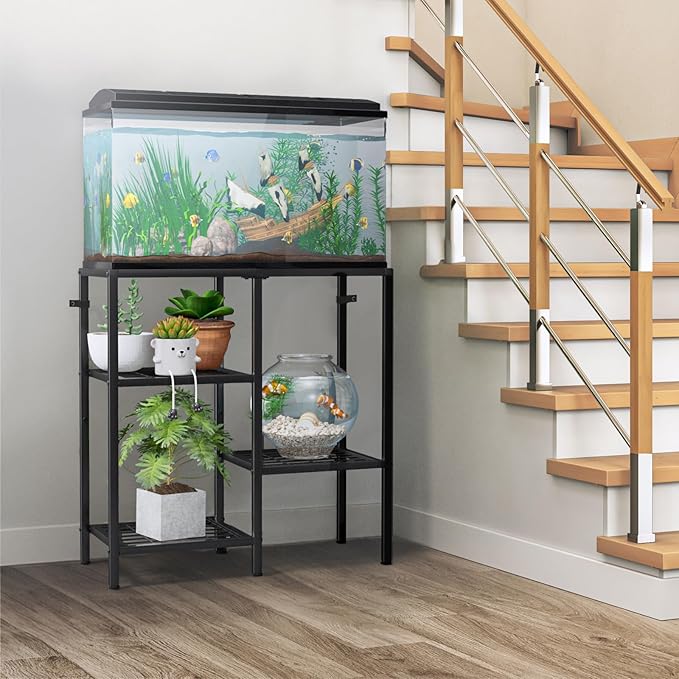 CADUKE Aquarium Stand 20 Gallon, Metal Fish Tank Stand, Aquarium Rack Stand for Fish Tank Accessories , 3 Tier Turtle Reptile Terrarium Stand for Living Room Office
