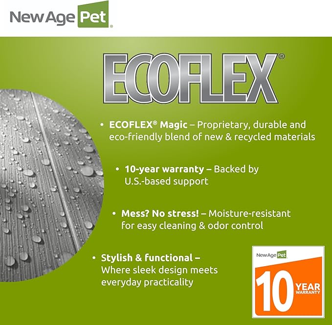 New Age Pet ECOFLEX Dog Crate End Table - Furniture-Style Pet Crate for Crate Trained Dogs - Stainless Steel Tubing & a Latched Closure - 10 Year Manufacturer's Warranty