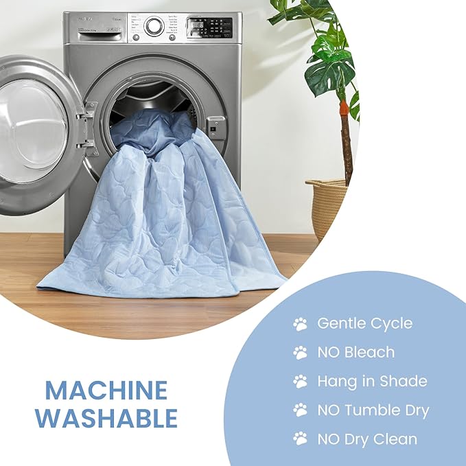 Cozy Bliss Leakproof Cooling Blanket for Large Dogs – Q-Max>0.4, Durable & Washable Dog Cooling Mat for Hot Weather, Soft Pet Throw & Couch Protector for Dogs & Cats, 40x60 Inch, Heather Cool Blue