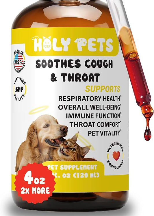 Cough Medicine for Dogs & Cats, Respiratory Infection Support - Sneezing Relief & Kennel Cough Treatment - Pet Asthma Support - Made with Natural Ingredients in The USA (4oz)
