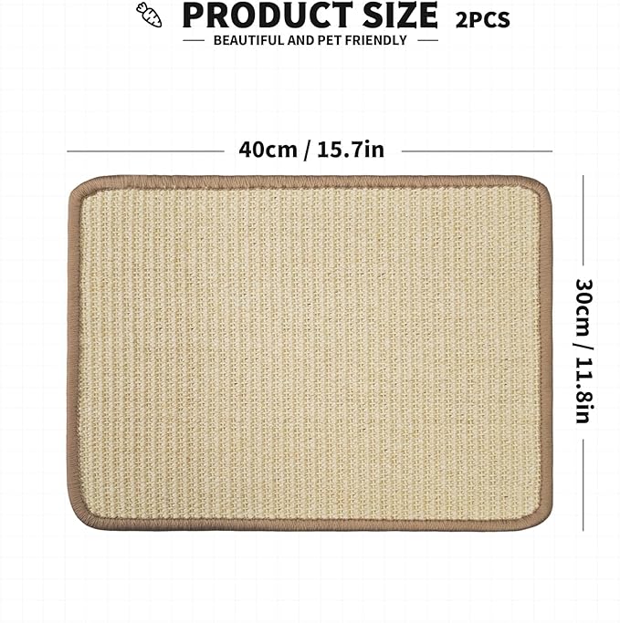 2Pcs Rabbit Scratch Mat,16 x 12 Inch Sisal Rabbit Scratching Pad,Rabbits Scratching Mats for Cages,Claws and Teeth Care Rabbits Chew Toys,Small Pet Bedding for Biting Sleeping Nesting