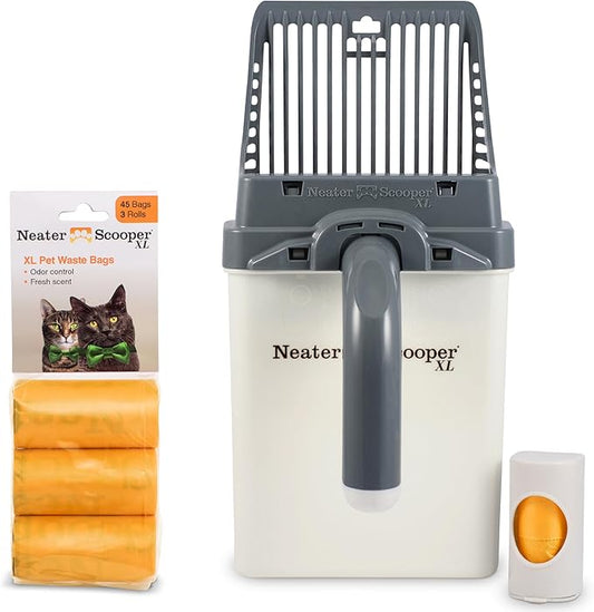 Neater Pet Brands Neater Scooper XL Cat Litter Scoop, 60 Refill Bags – Extra-Large Capacity Mess-Free Cat Litter Scooper with Bag for Large & Multiple Cats, Spill-Proof Litter Box Scooper with Holder