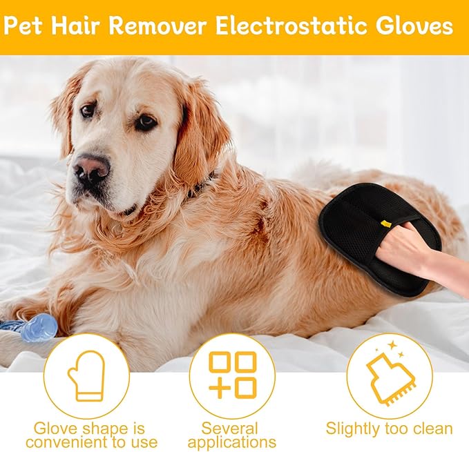 2 Pcs Pet Hair Removal Glove for Cats & Dogs, Pet Hair Remover Brushing Gloves, Reusable Pet Hair Remover Glove, Double-Sided for Couch, Clothing, Carpet, Car Seat