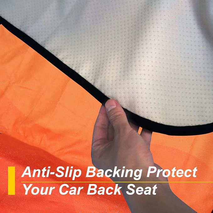 Back Seat Cover for Car Trucks Van SUV,Waterproof Rear Bench Towel Seat Covers for Dogs and Kids,Automotive Backseat Protector (Orange)