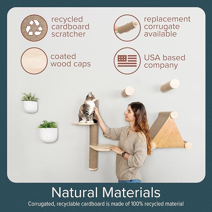 Cat Climbing Wall System – Modern Floating Shelves & Perches for Cats - Sunrise Steps | Ascentials by FurHaven