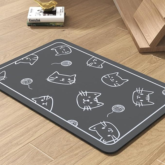Pet Feeding Mat-Absorbent Dog Mat for Food and Water Bowl-No Stains Quick Dry Water Dispenser Mat-Dog Accessories Pet Supplies-Bowl for Messy Drinkers（Cats,23"x34"